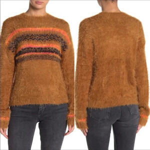 Abound Fluffy Fairisle Fuzzy Eyelash Sweater Top